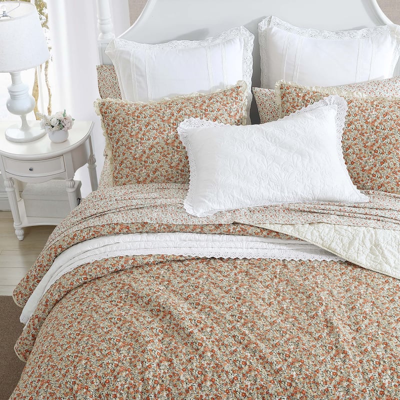 Laura Ashley Loveston Red Cotton QuiltSham Set On Sale Bed Bath