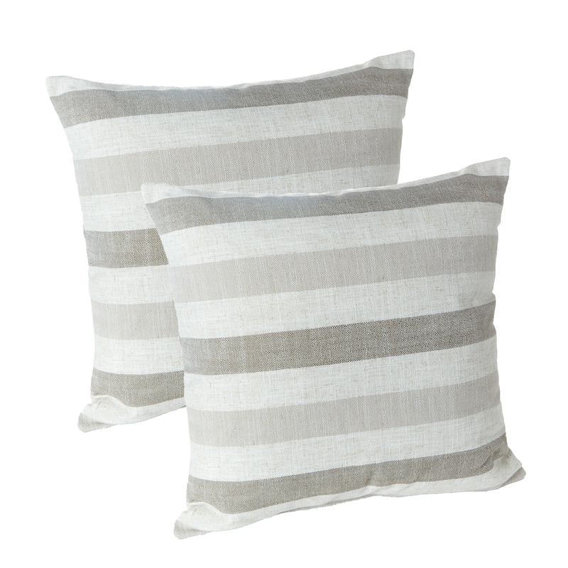 Klear Vu Liza Stripe 18"x18" Decorative Toss Pillow Set - Beige