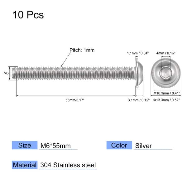 Flanged Button Head Socket Cap Screws, 304 Stainless Steel, Fully ...