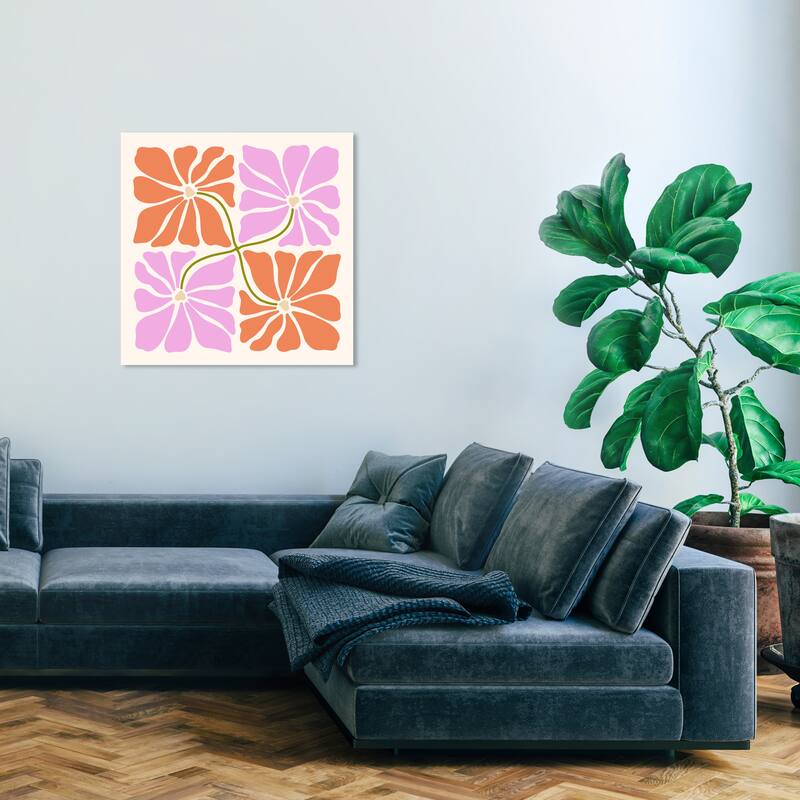 Wynwood Studio Canvas Floral and Botanical Flowers Opposite Orange Modern & Contemporary Wall Art Canvas Print