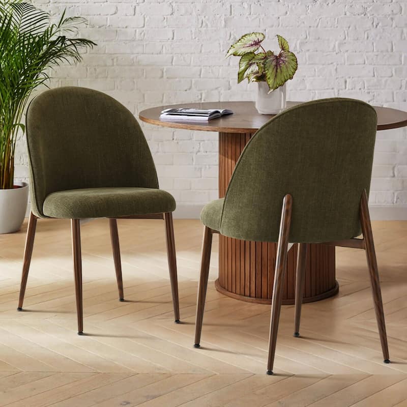 Upholstered Back Chenille Dining Chair (Set of 2) - Green