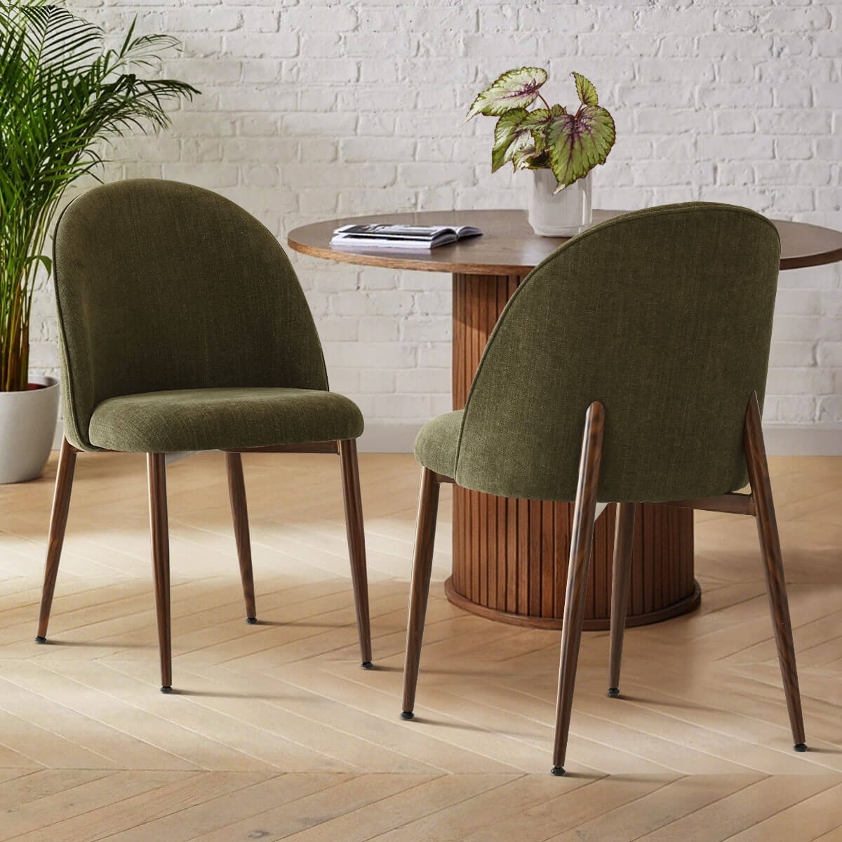 Modern Upholstered Dining Side Chairs with Metal Legs (Set of 2