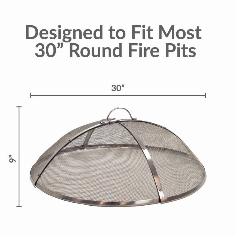 Sunnydaze Round Stainless Steel Fire Pit Spark Screen - 30" Diameter