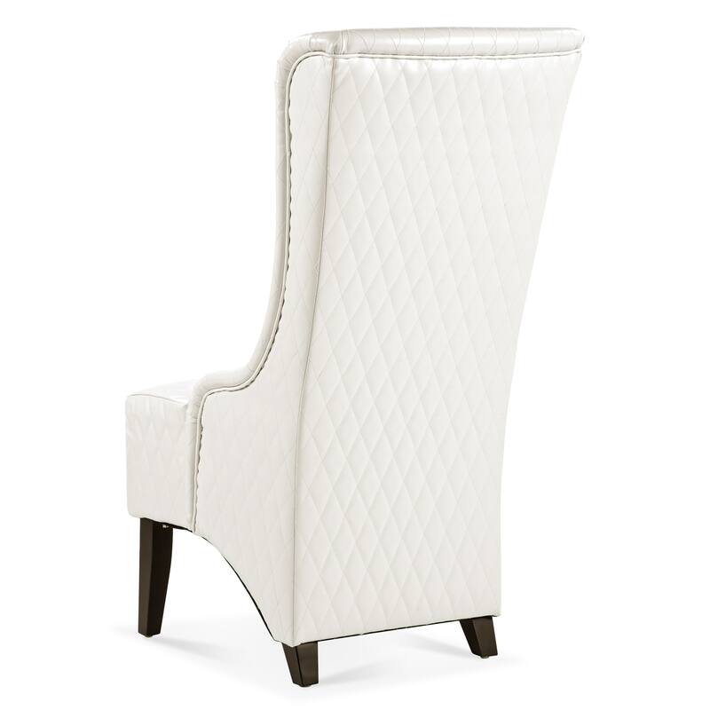 Faux Leather Wingback Chair with Wooden Legs and High Back Support