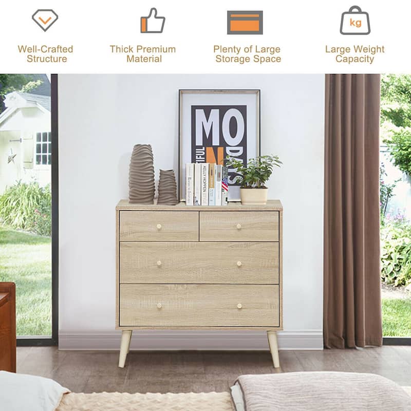 Gymax 4-Drawer Dresser Chest Cabinet Storage Organizer Rubber Leg