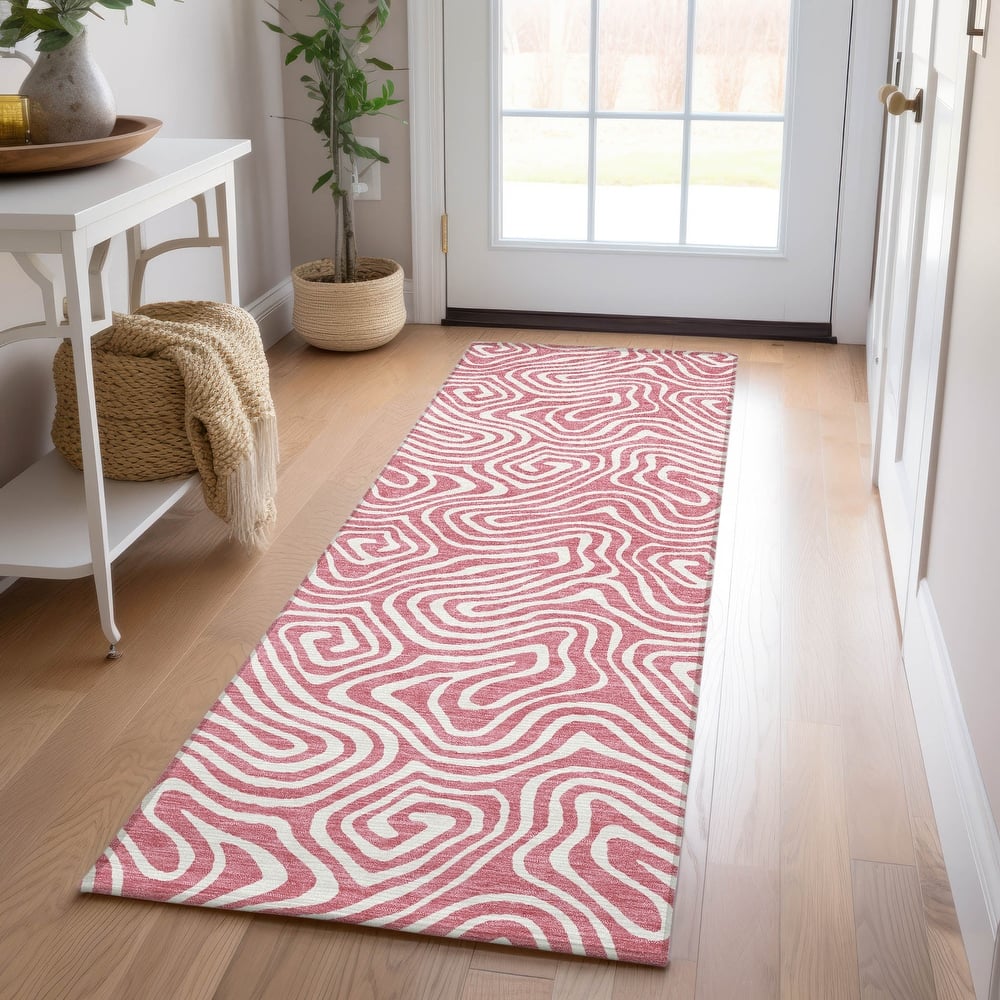 Machine Washable Indoor/ Outdoor Modern Trance Chantille Rug