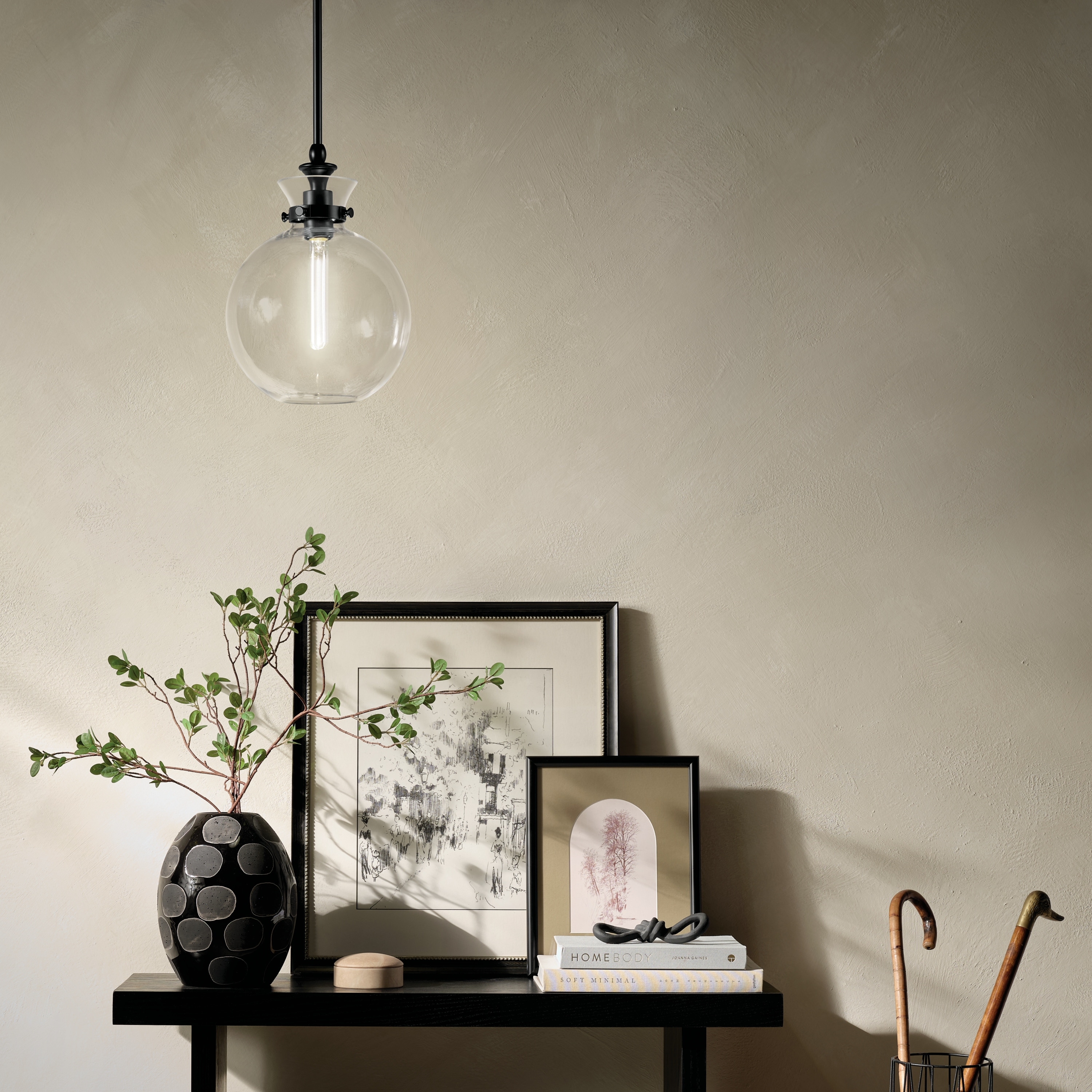 Kichler Lighting Laria 10.25 Inch 1 Light Pendant with Clear Glass in Black