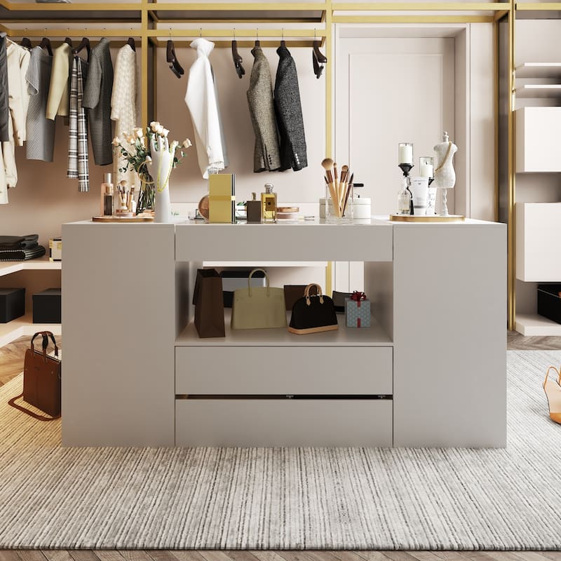 Sleek Closet Storage Island with Multiple Drawers for Accessories