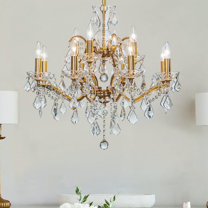 Classic/Traditional Crystal Chandelier Antique Gold Glam Lighting Fixture