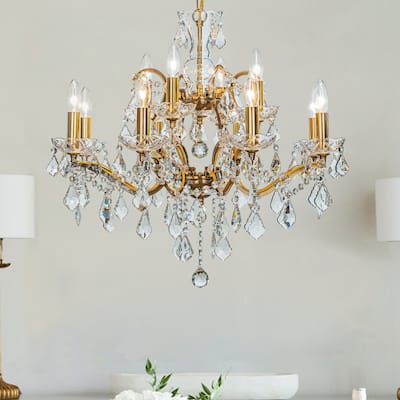 Classic/Traditional Crystal Chandelier Antique Gold Glam Lighting Fixture