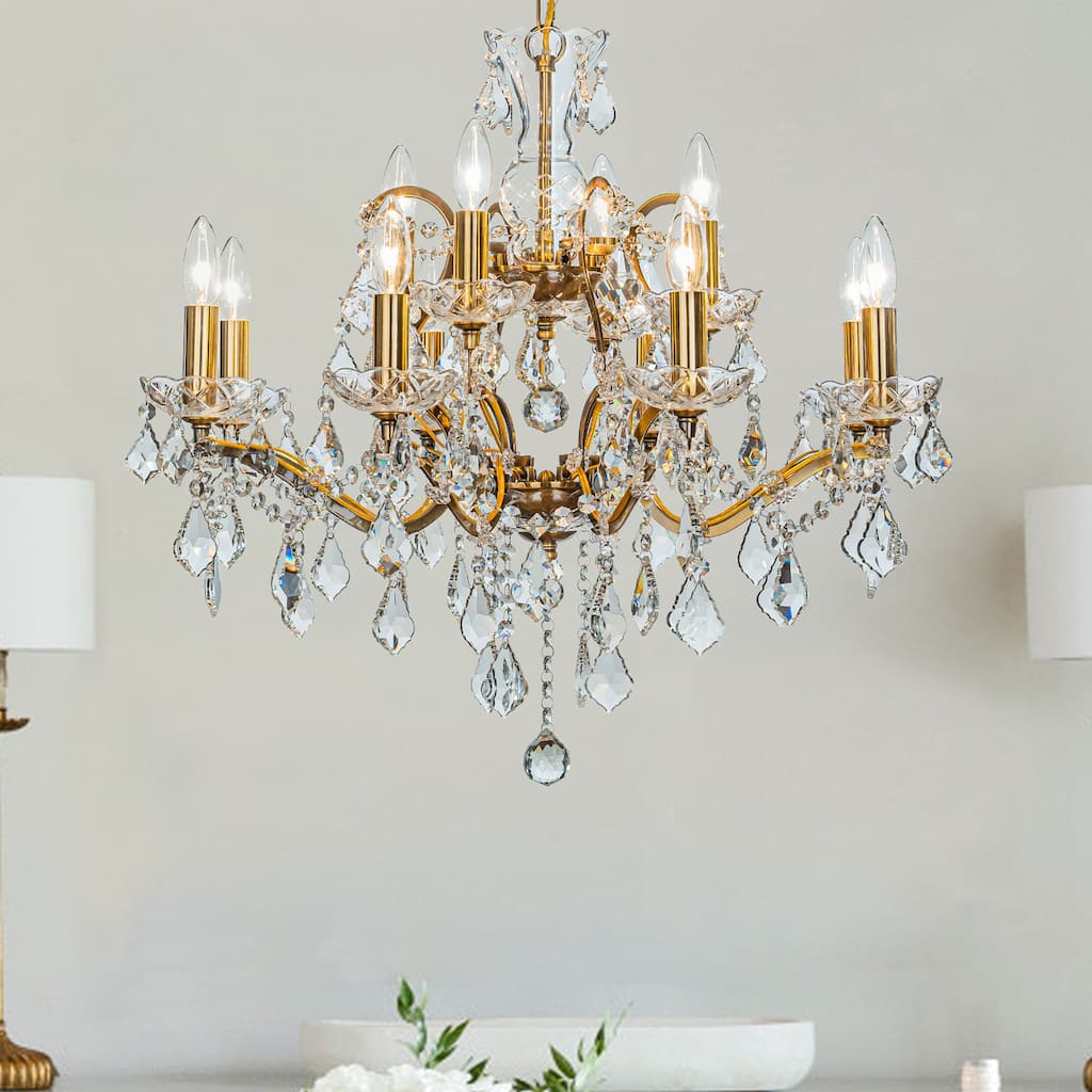 Classic/Traditional Crystal Chandelier Antique Gold Glam Lighting Fixture