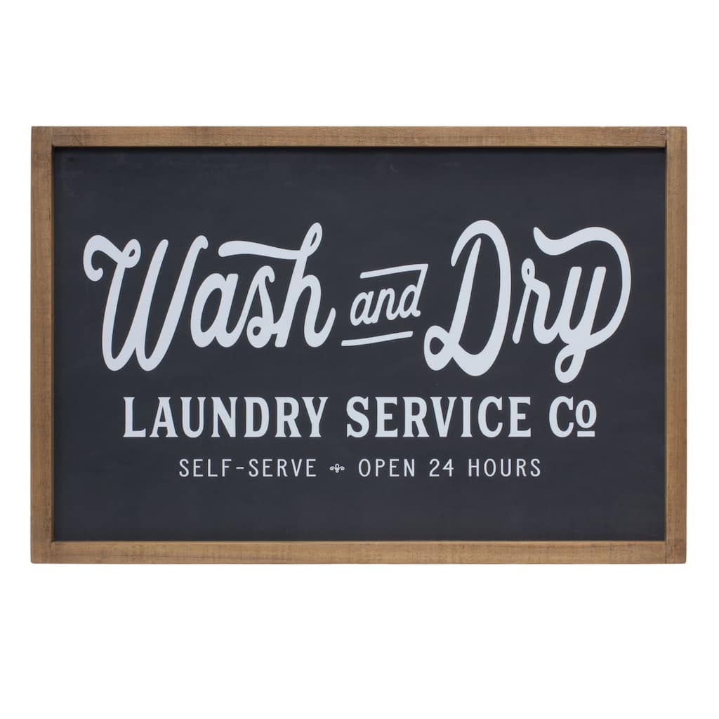 Wash and Dry Laundry Service Framed Wooden Wall Sign - 18.25"