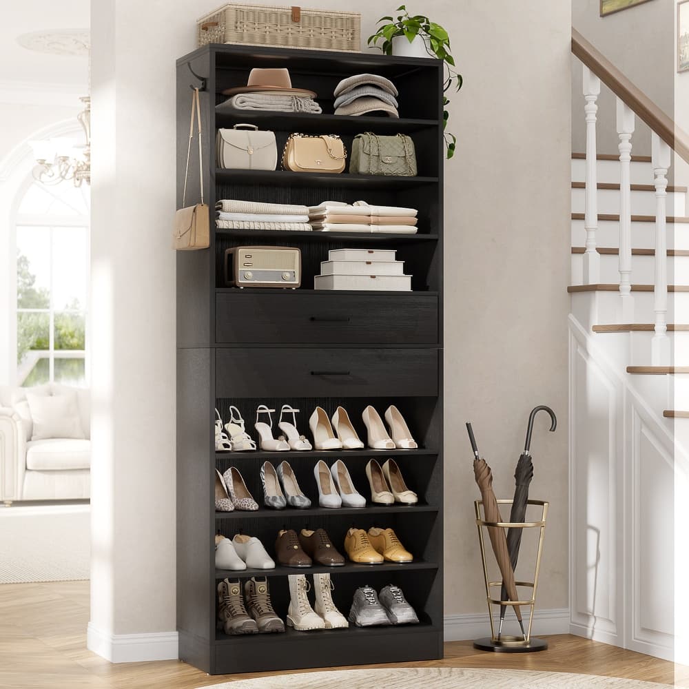 9-Tier Shoe Cabinet with 2 Drawers, Freestanding Closet Organizer with Adjustable Storage Shelves