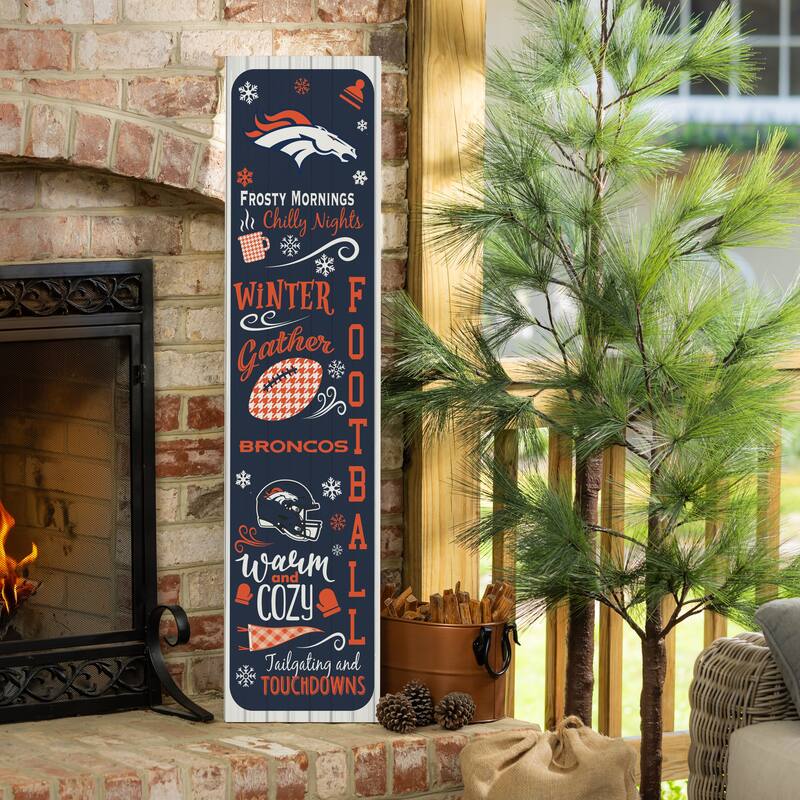 47" Double Sided Seasonal Porch Leaner, Denver Broncos - 47" x 11.25" - Winter