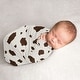 preview thumbnail 1 of 4, Wild West Cow Print Boy Girl Baby Swaddle Receiving Blanket Brown Cream Off White Gender Neutral Western Southern Country Animal
