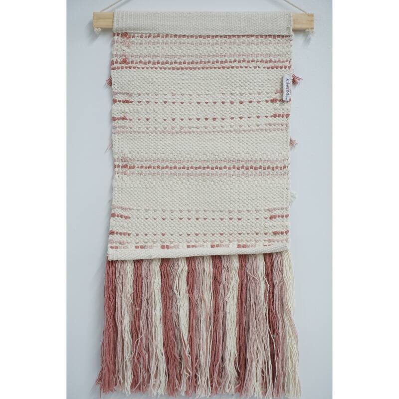 Home&Manor Wool and Cotton Macrame Wall Hanging with Rod Included - Exact Size