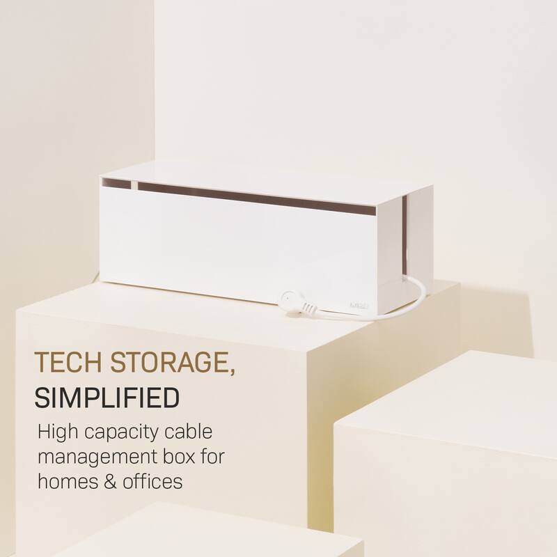 Yamazaki Home Cable Management Box, ABS Plastic, Lid - L 6.1 x W 15.75 x H 5.71 inches