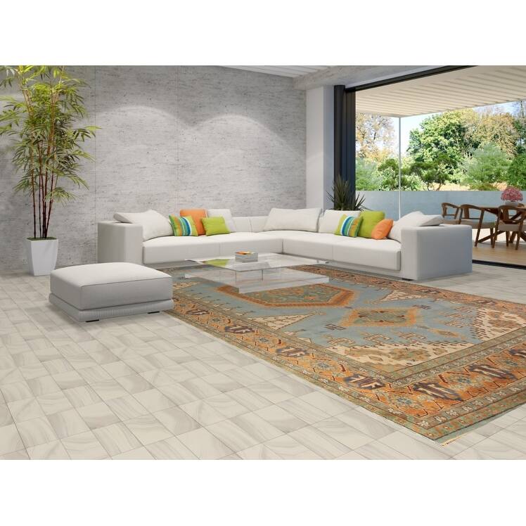 Geometric Khotan Oriental Large Area Rug Hand-Knotted Wool Carpet - 8'11" x 17'7"