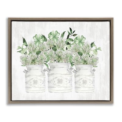 Stupell Rustic Shamrock Bouquets Framed Floater Canvas Wall Art Design by Lettered and Lined