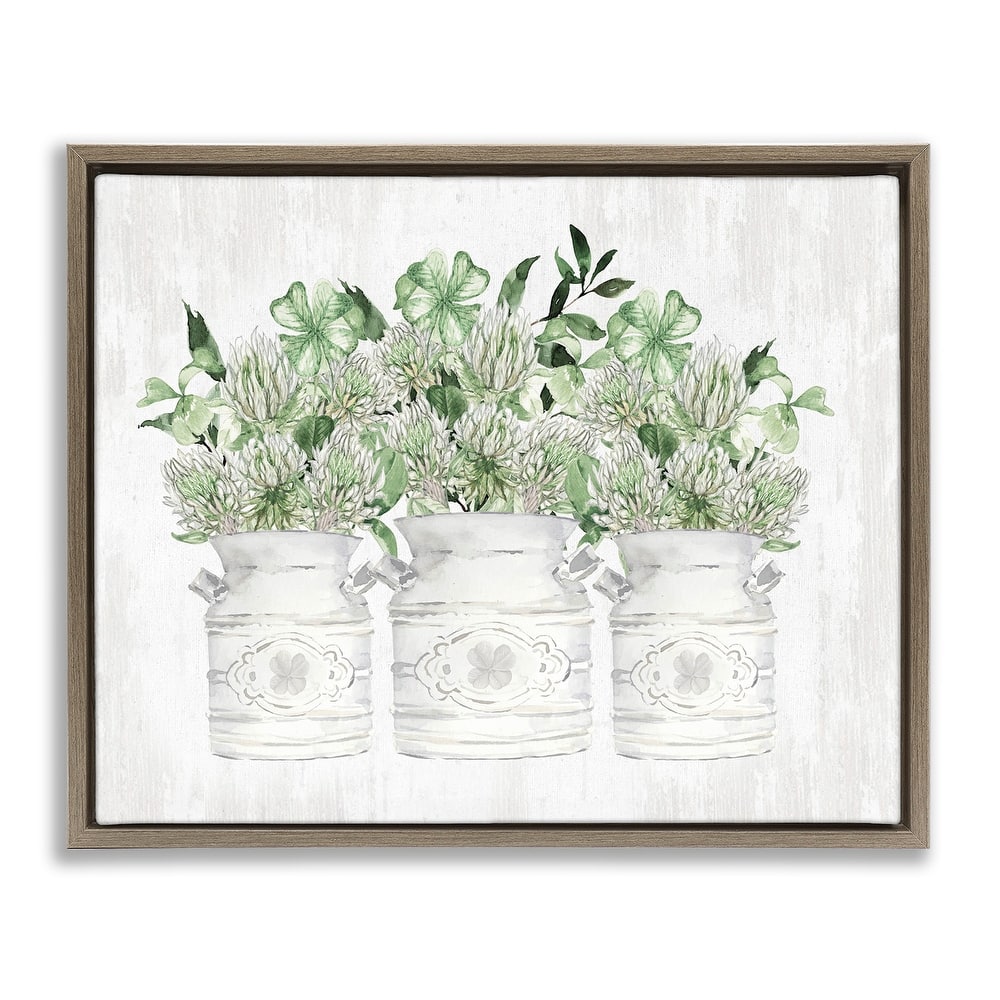 Stupell Rustic Shamrock Bouquets Framed Floater Canvas Wall Art Design by Lettered and Lined