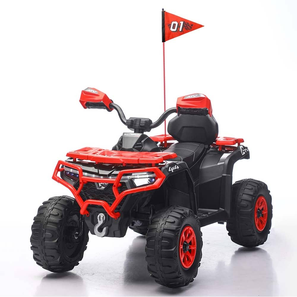 24V Kids Ride On Car with Bluetooth & LED Lights, Electric Off-Road Vehicle Red Battery Powered Electric Vehicle
