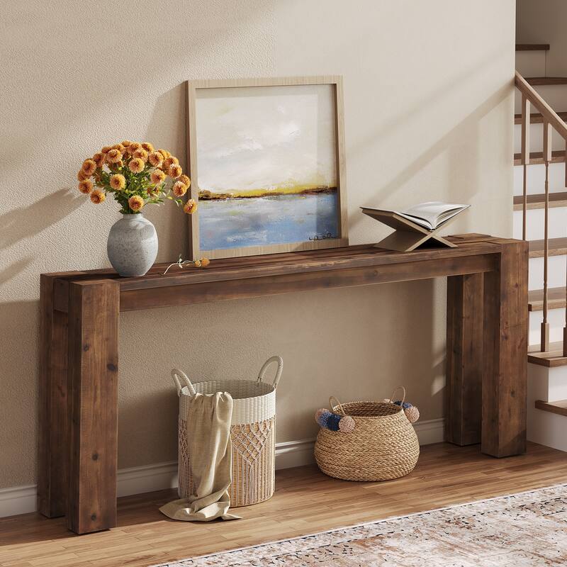70.9" Long Solid Wood Console Sofa Table for Entryway Living Room - 13.8" D x 70.9" W x 33.5" H