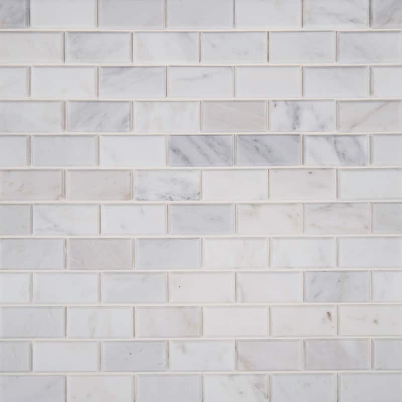 Ackland AKM-S-2X4BSWH-CA 12" x 12" Marble and Travertine Brick Wall