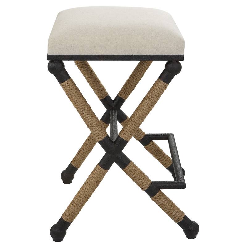Cushioned Top Wrapped Rope Counter Stool - 27.5" - Beige