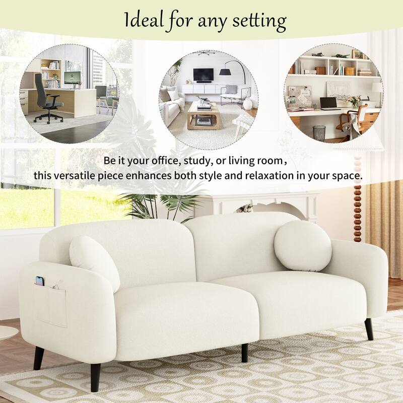 83.9" Chenille Sofa with Storage Pockets, 2-3 Seat Couch for Apartment or Living Room