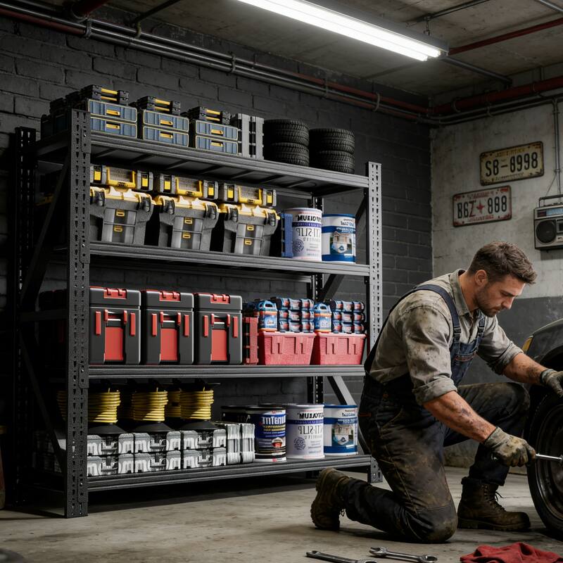 Heavy Duty Garage Shelving 4000LBS, Extra Wide Metal Adjustable Shelves, 69"H Industrial Storage Unit for Warehouse
