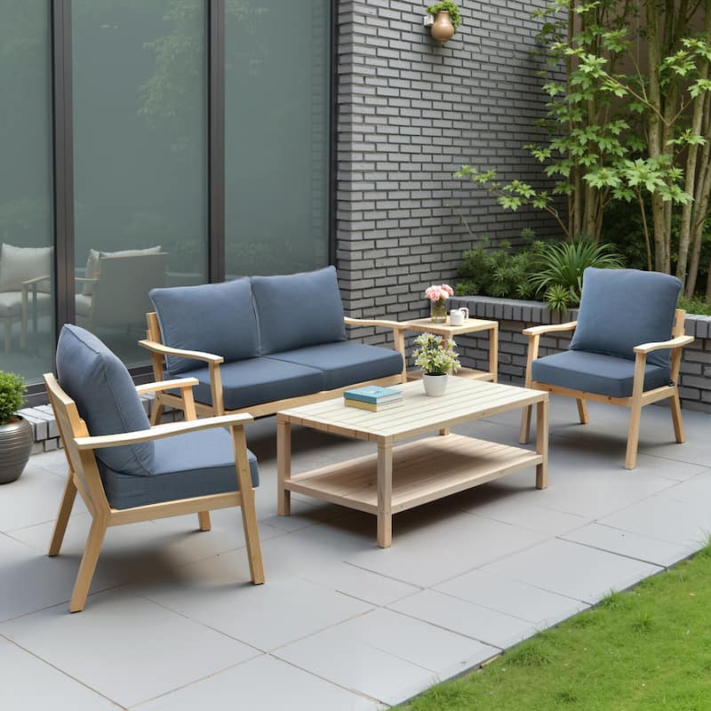 24 x 24 x 5.5 in Outdoor Patio Seat Sunbrella Fabric Cushion Set