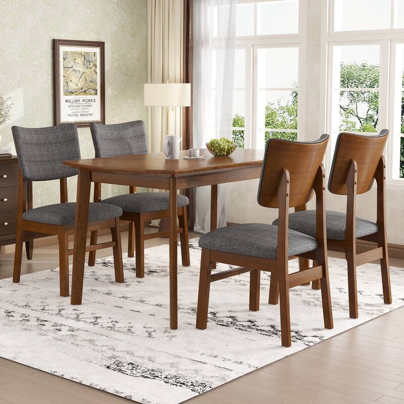 Solid Wood Dining Table with 4 Upholstered Chairs by Harper&Bright Designs