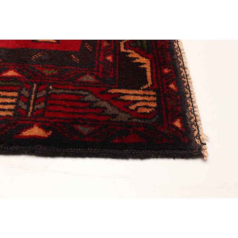 ECARPETGALLERY Hand-knotted Baluch Red Wool Rug - 3'7 x 6'9