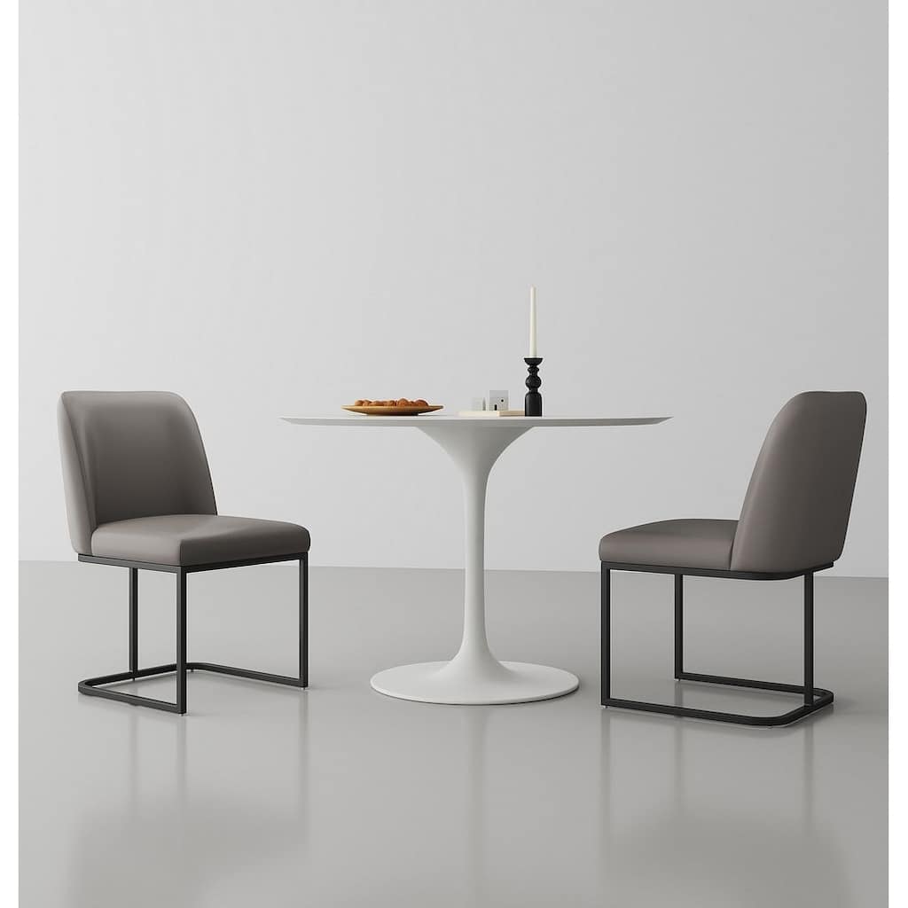 Manhattan Comfort Serena Faux Leather Dining Chair in Light Grey