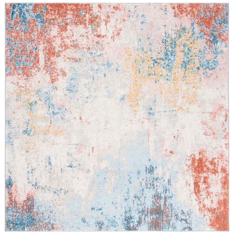 SAFAVIEH Tulum Mona Modern Abstract Rug - 6'7" Square - Ivory/Pink