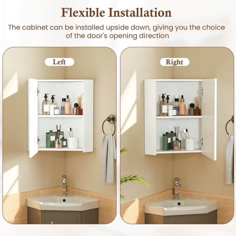 Costway 23.5" Wall Mounted Storage Organizer Corner Medicine Cabinet - See Details