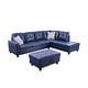 preview thumbnail 3 of 2, Navy Blue 3-Pieces Sectional Sofa Set,Right Facing(09529B)
