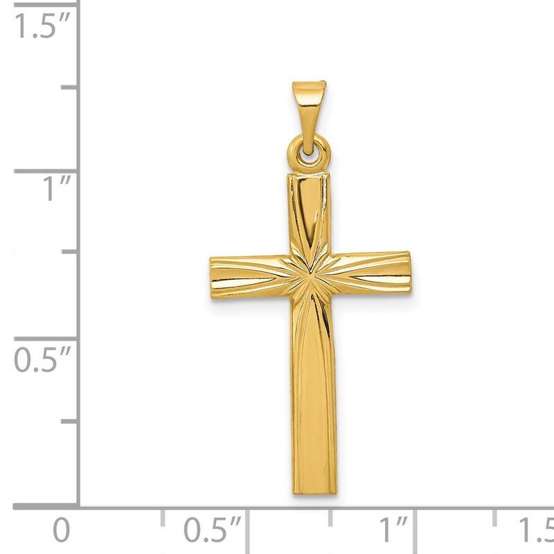 Curata 14k Yellow Gold Solid 18" Engravable Cross Pendant Necklace - 22x14mm