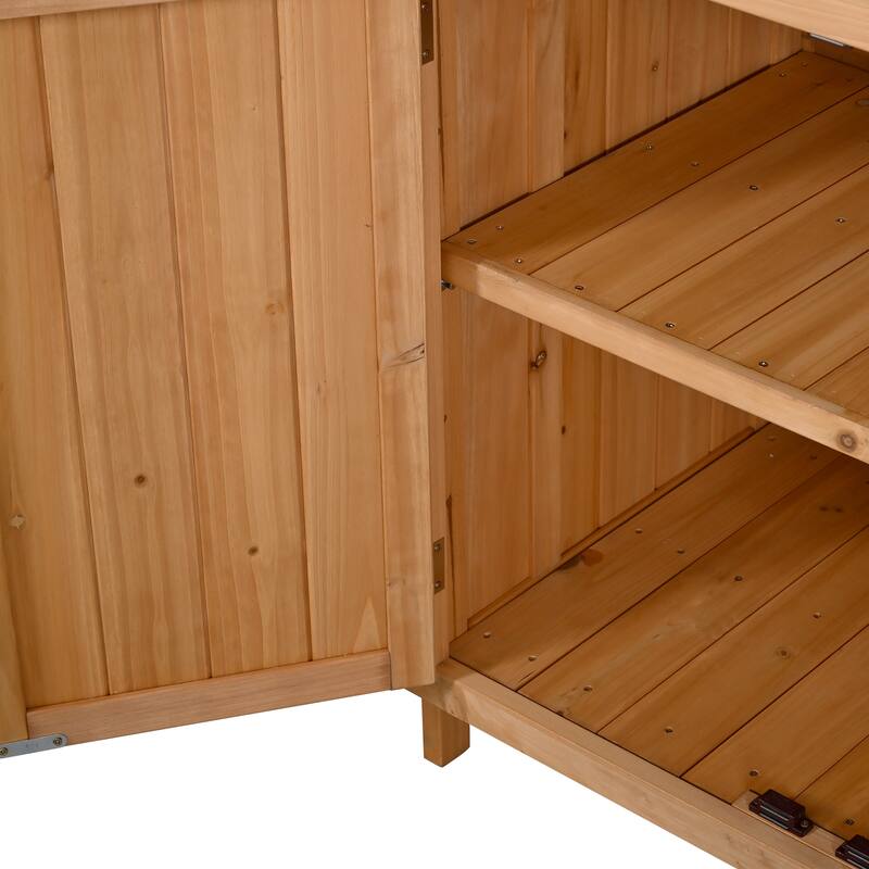 65" Solid Fir Wood Potting Bench with Hutch, Garden Workstation Table with Drawer, Spice Rack & Shelves