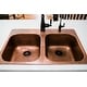 preview thumbnail 4 of 9, Santi Copper 33" Double Bowl Drop-In Kitchen Sink with 1 Hole