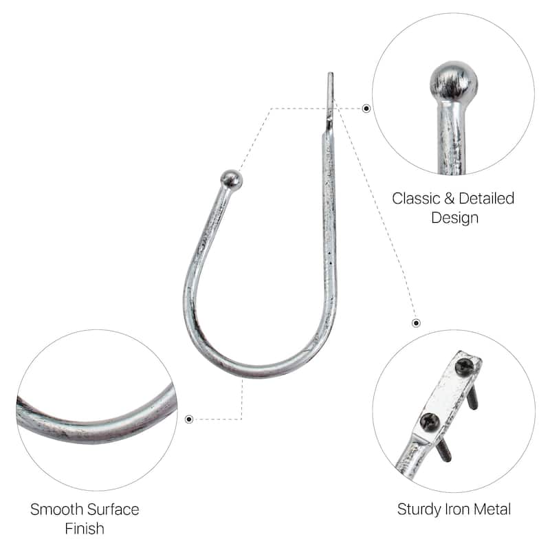 2 Pcs Curtain Holdback for Curtains Wall Mounted Metal Drapery Hook for Door Window Treatment- By Deco Window