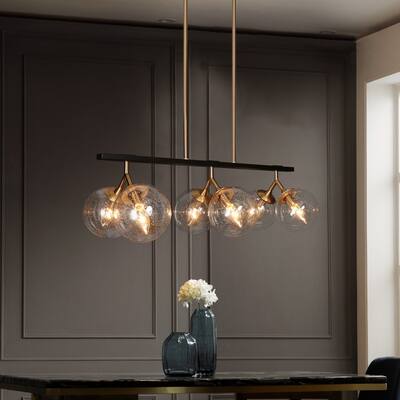 Modern Glam 6-light Orb Seeded Glass Chandelier Kitchen Islands Lights - L28.5" x W12'' x H72.5''