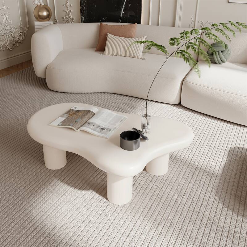 40" Cloud Shaped Coffee Table for Living Room - Cream White
