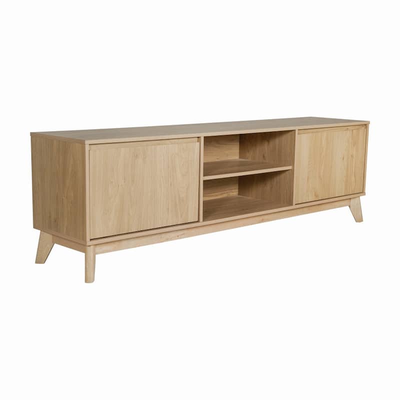 TV Stand with Adjustable Middle Shelf - Dual Soft Close Storage Doors