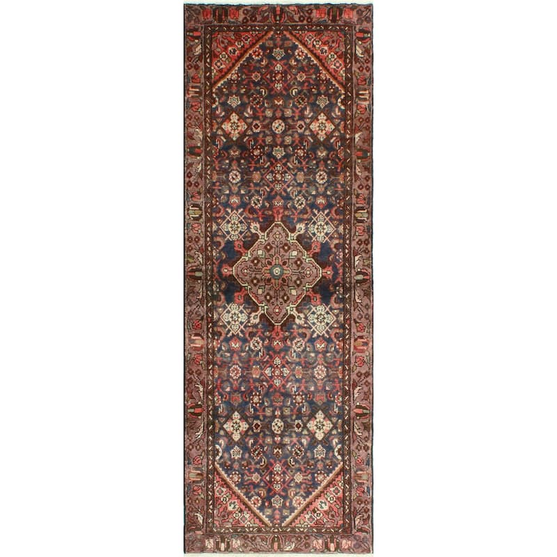 Fine Vintage Distressed Lay Blue/Pink Runner - 3'0" x 8'11"