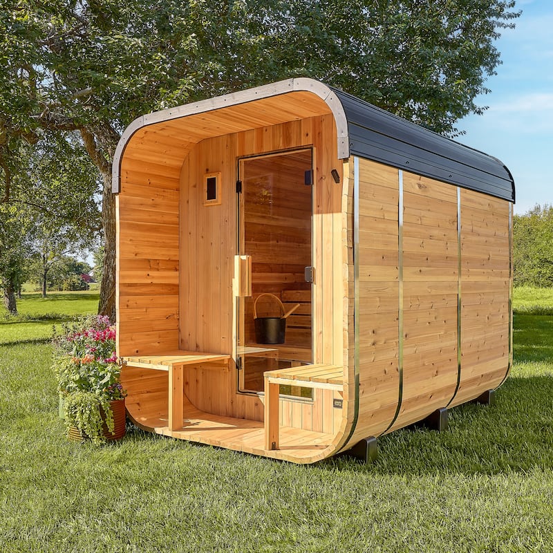 Backyard Discovery Lennon 4-6 Person Outdoor Cube Sauna, Porch