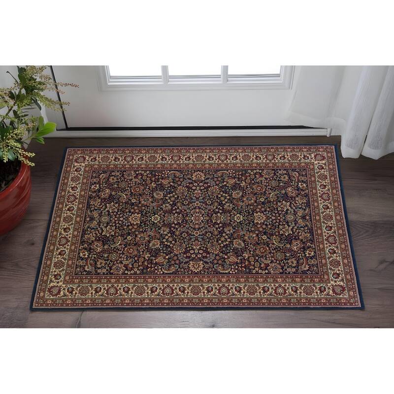 HomeRoots Oriental Traditional Runner Area Rug - 36' X '24' X '0.43 - Blue/Red