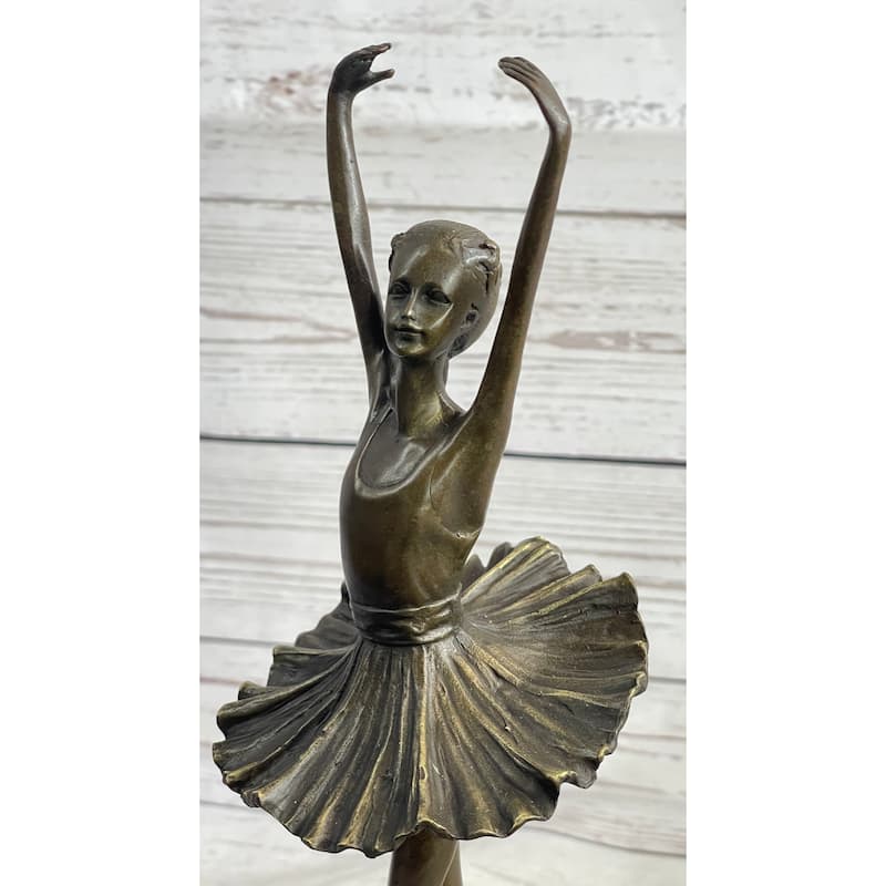 Fifth Position Releve Ballerina Ballet Dancer Bronze Sculpture Statue Figure On Marble Base