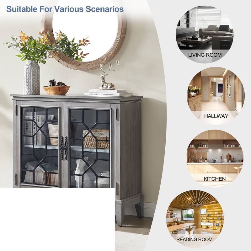 Sideboard & Buffets Cabinet, Accent Display Storage Distressed Console Cabinet for Entryway Living Room Bedroom Kitchen