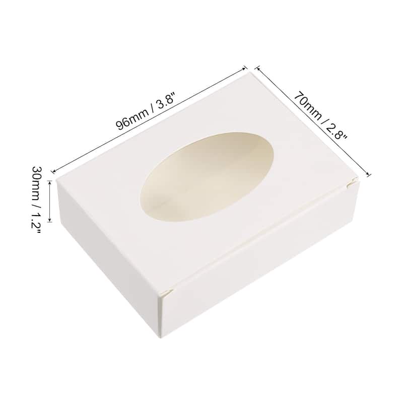 4"x3"x1" Paper Soap Box with Window, 30 Pack Soap Boxes Oval - White